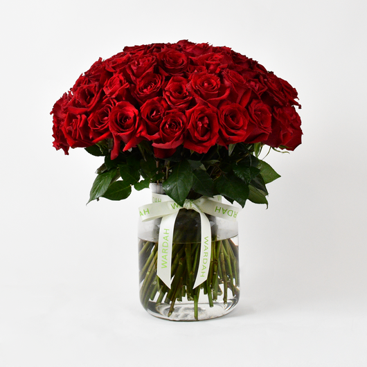 100 Red Roses in a vase