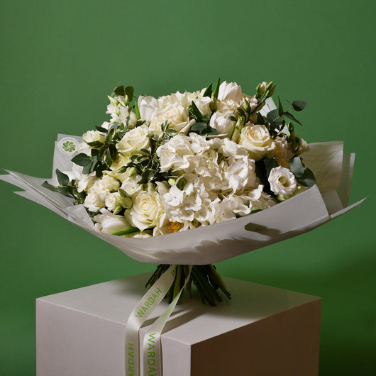 Green White Flower Hand Bouquet