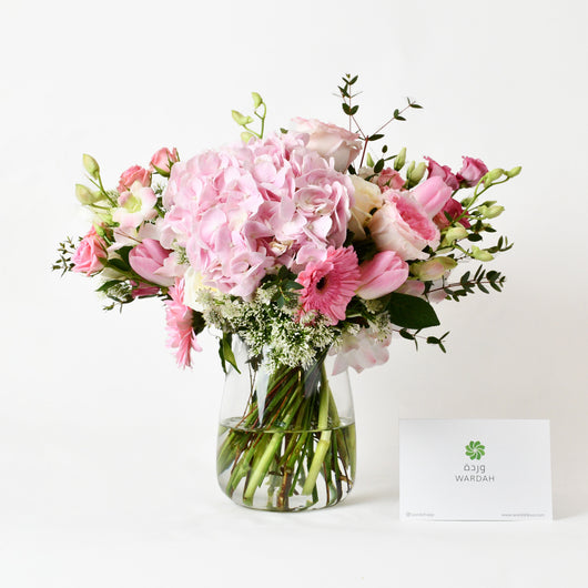 pink arrangement in a vase