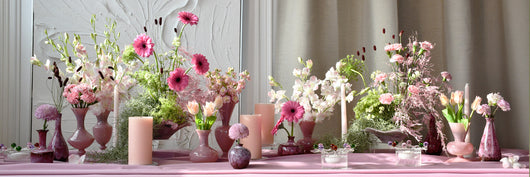 pink on pink flowers table setup