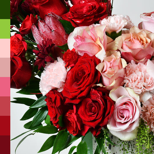 red and pink flowers arrangement