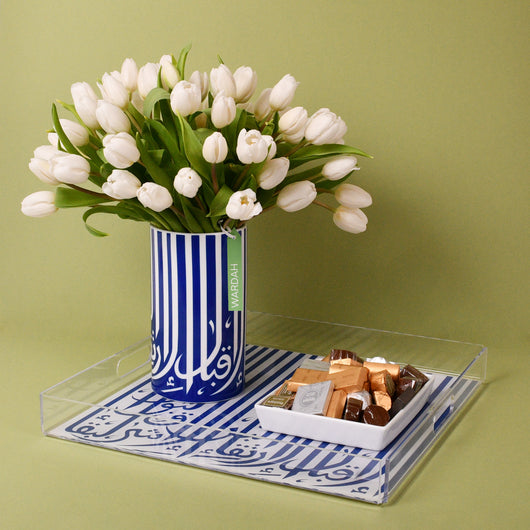 ghida set with tulips and chocolate