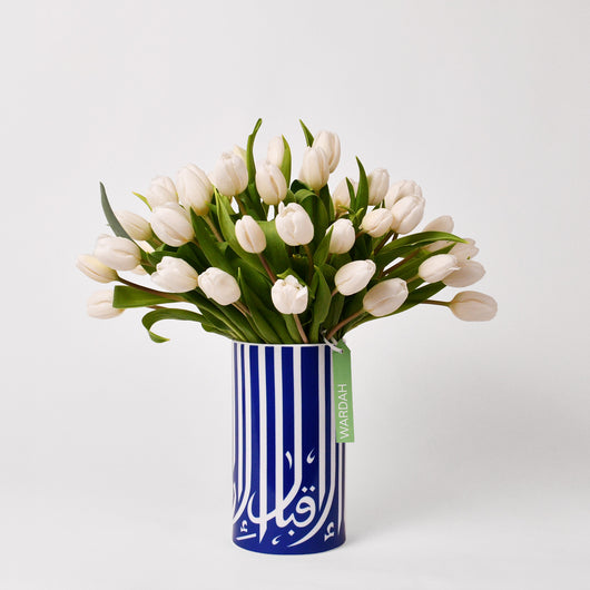 ghida vase with white tulips