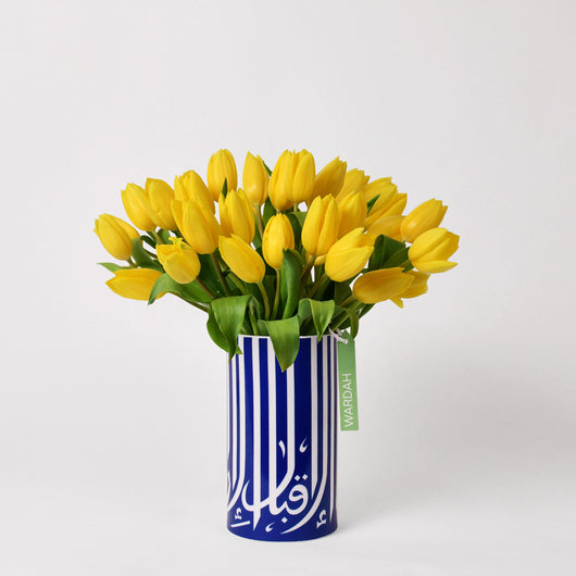 ghida vase with yellow tulips
