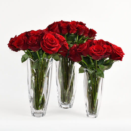 RED ROSE IN A BOHEMIA CRYSTAL VASE